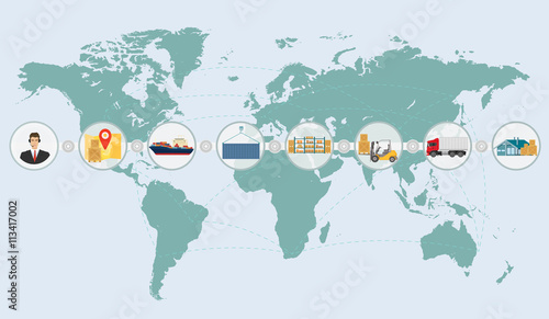 World map concept of cargo logistics delivery shipping service infographics.