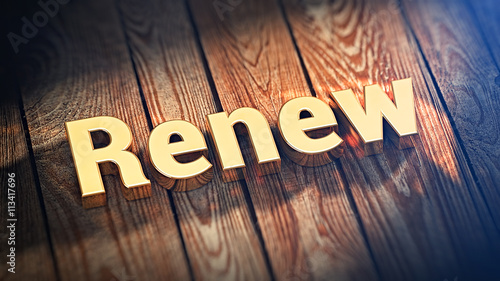 Word Renew on wood planks