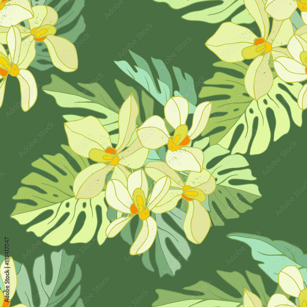 Seamless pattern of exotic flowers. Seamless pattern of exotic flowers.