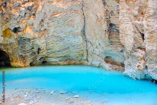beautiful native underground karst mineral lake Proval with pure