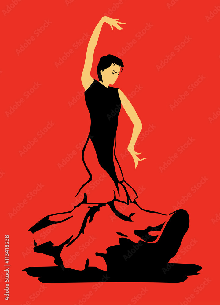 Flamenco dancer on red background Flamenco dancer on red background