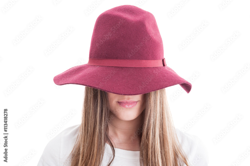 Portrait of a strange female model wearing hat