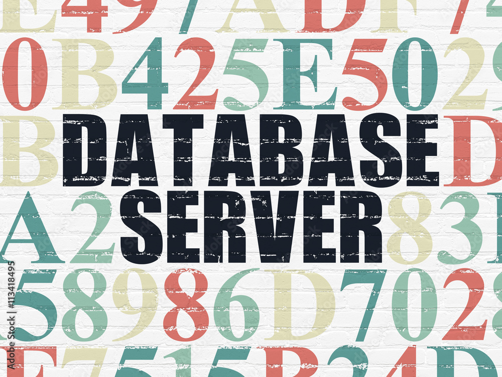 Database concept: Database Server on wall background Database concept: Database Server on wall background