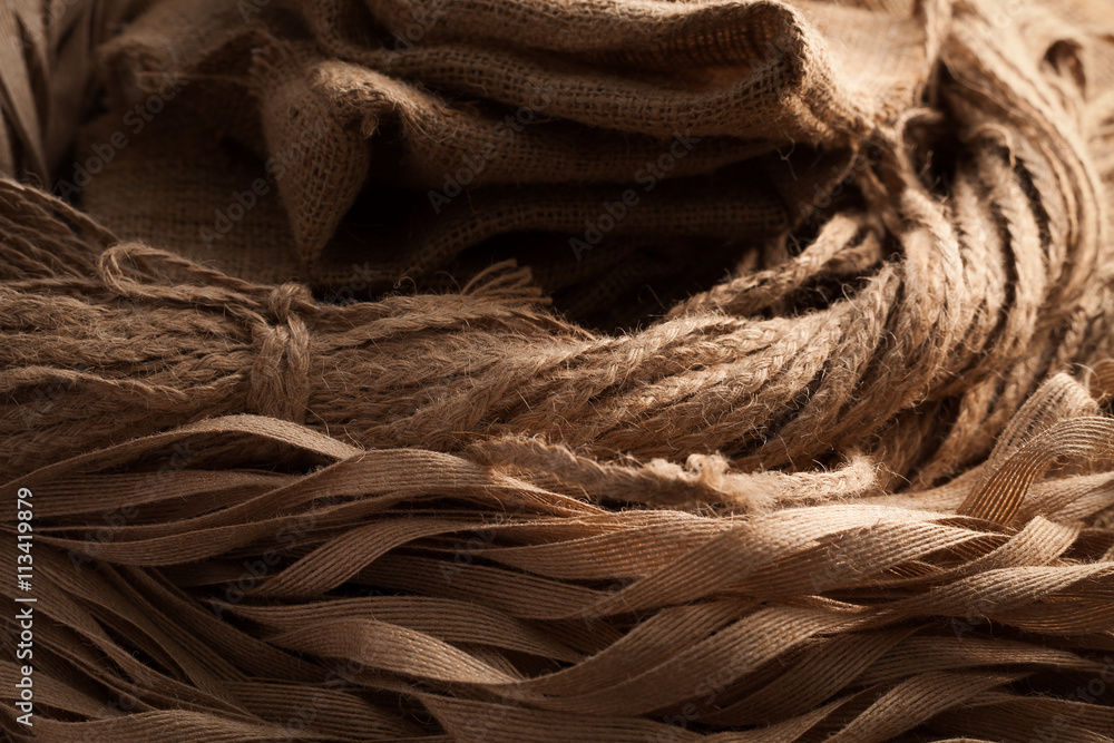 rope flax sack still life sackcloth background