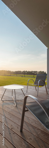 Sunset view from the modern patio