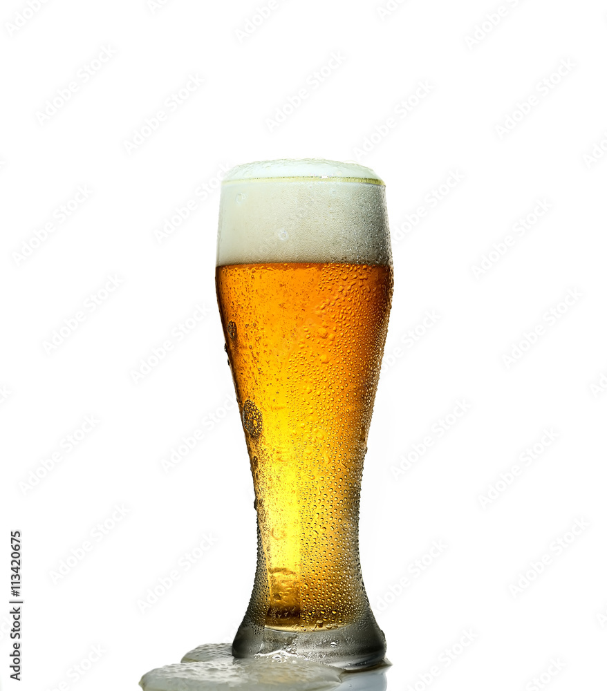 glass of beer on a white background glass of beer on a white background