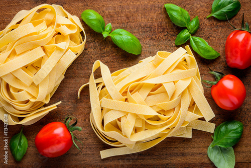 Tagliatelle and Cooking Ingredients photo