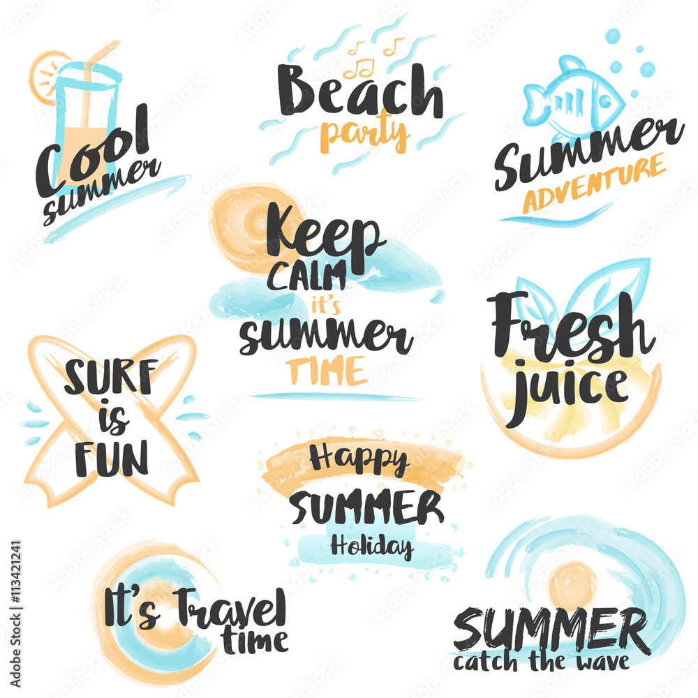 Fototapeta premium Watercolor Summer Banners and Labels