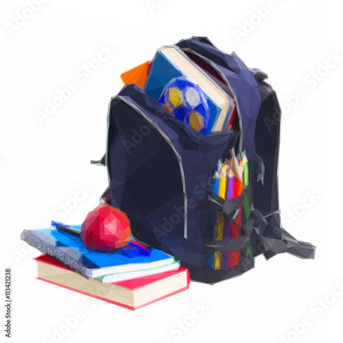 school backpack with stationery