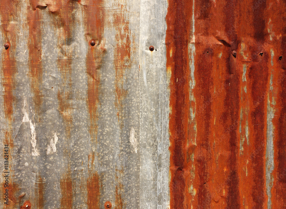 A rusty corrugated iron metal texture A rusty corrugated iron metal texture
