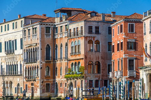 Old venetian houses with high windows, Venice