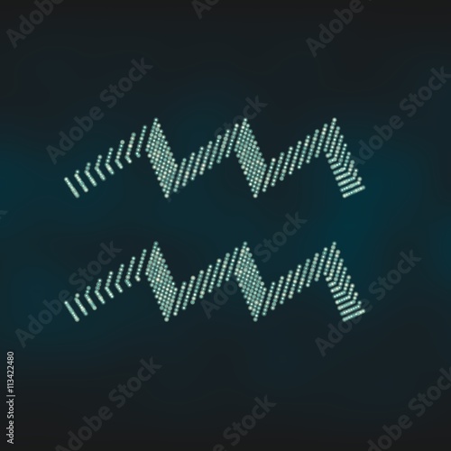 Water bearer astrology sign. Neon shine disco particles astrological symbol. 3D rendering