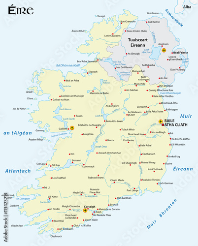 vector map of the Irish republic in Irish Gaelic language