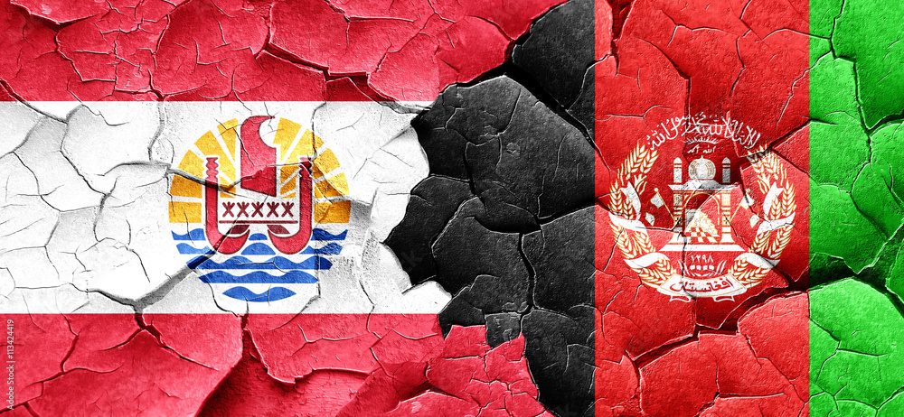 french polynesia flag with afghanistan flag on a grunge cracked french polynesia flag with afghanistan flag on a grunge cracked