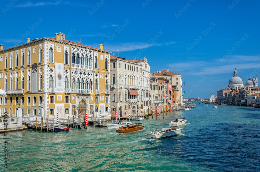 Panoramic view on the Grand channel in Venice, Italy