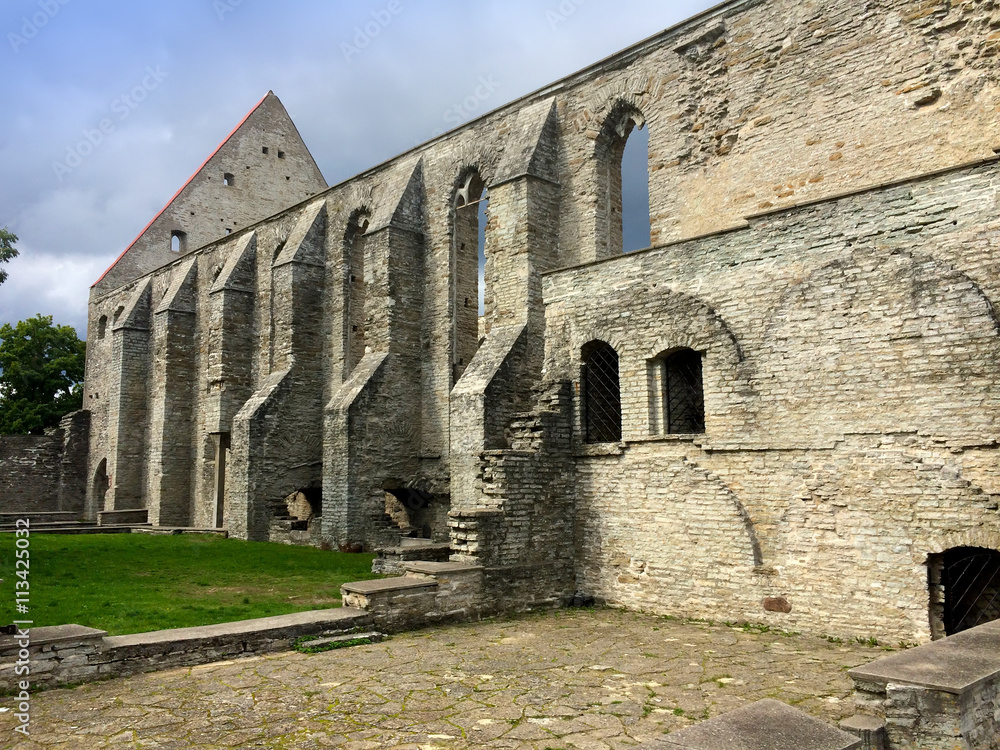 Ancient ruined St. Brigitta convent in Pirita region, Tallinn, Estonia..