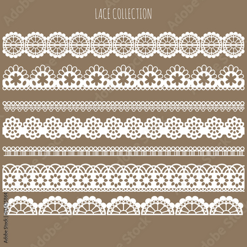 Lace borders isolated on brown background