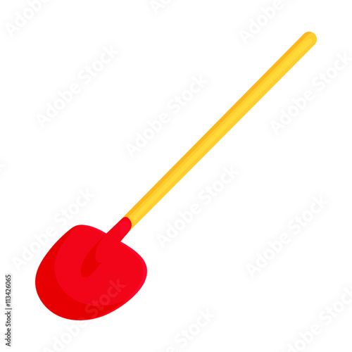 Red shovel icon in cartoon style