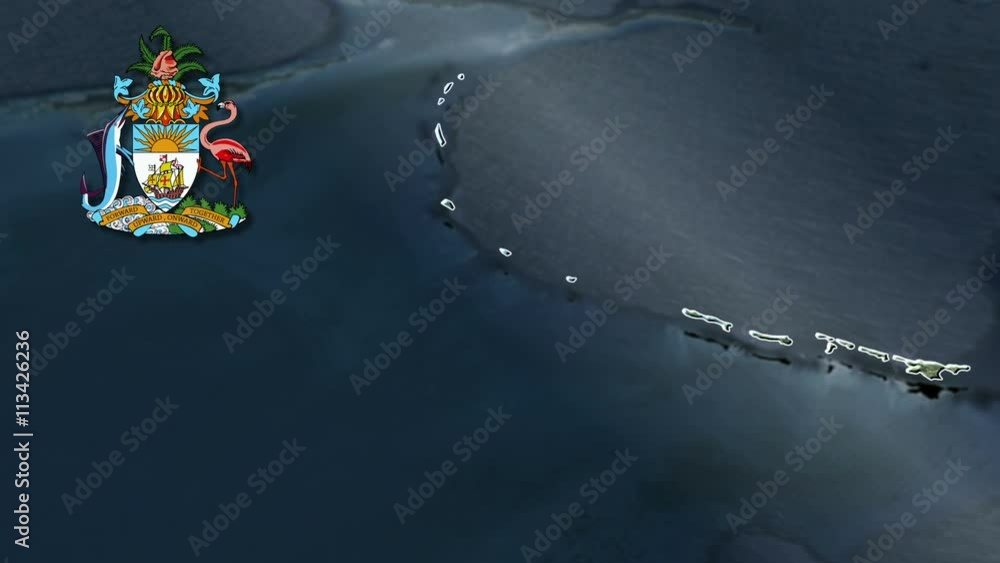 Ragged Island With Coat Of Arms Animation Map Districts of Bahamas