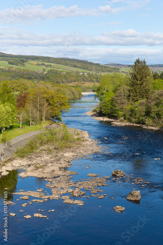 Pitlochry Scotland UK view of River Tummel popular tourist destination in summer  