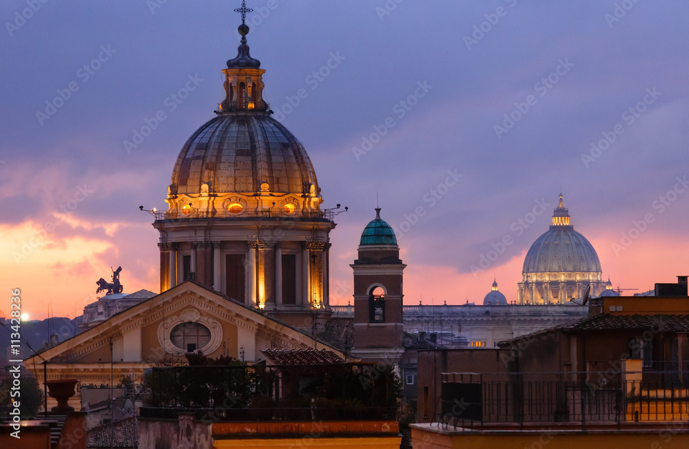 Obraz premium Rome City night view, Italy.