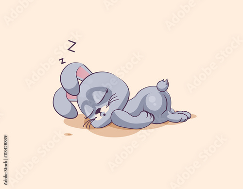 Rabbit17isolated Emoji character cartoon Gray leveret sleeps on the stomach sticker emoticon