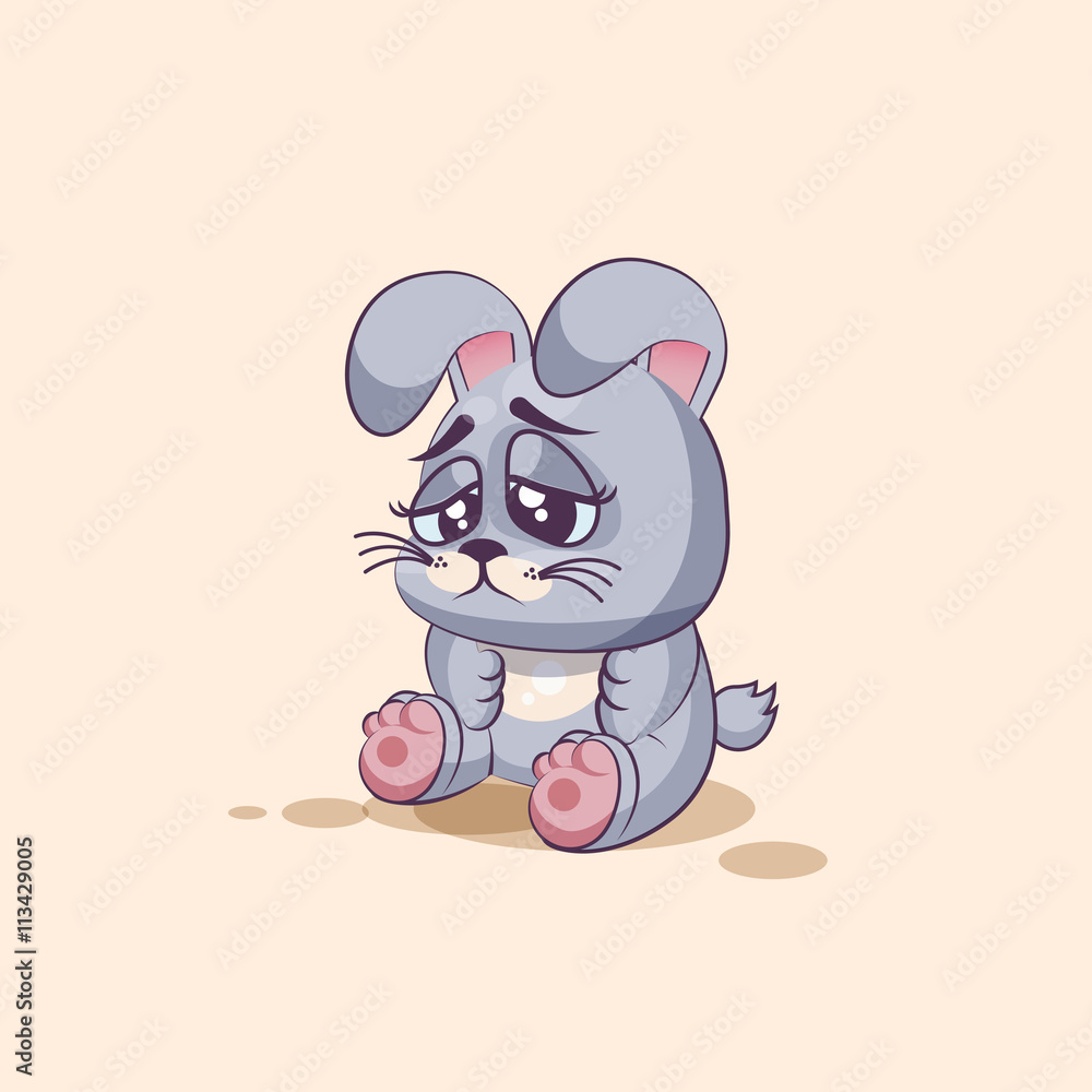 isolated Emoji character cartoon Gray leveret sad and frustrated sticker emoticon isolated Emoji character cartoon Gray leveret sad and frustrated sticker emoticon