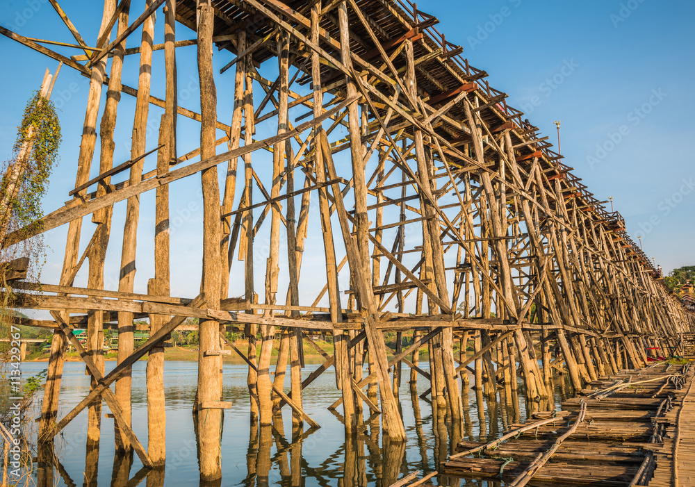 Wooden bridge (Mon Bridge) in Sangkhlaburi District, Kanchanabur Wooden bridge (Mon Bridge) in Sangkhlaburi District, Kanchanabur