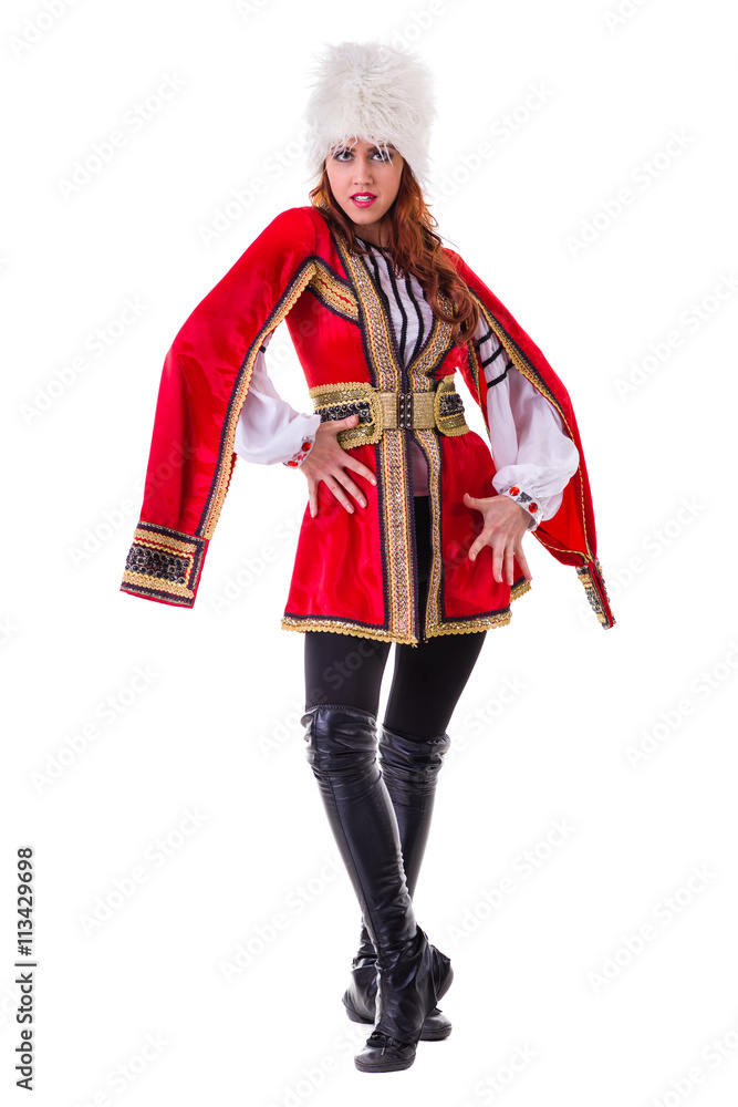 Handsome woman dancing lezginka Handsome woman dancing lezginka