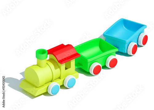 3d colorful train on white background. 3d rendering
