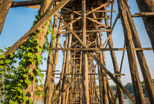 Wooden bridge  Mon Bridge  in Sangkhlaburi District  Kanchanabur