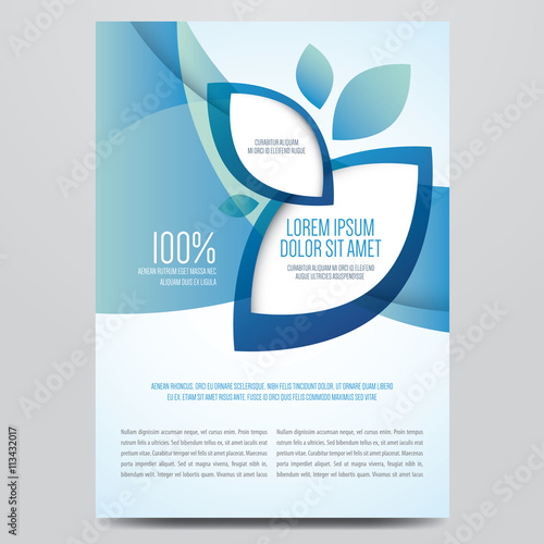 Brochure, poster, magazine cover, eco flyer vector template. Modern blue corporate design.
