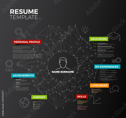 Vector dark original minimalist cv / resume template