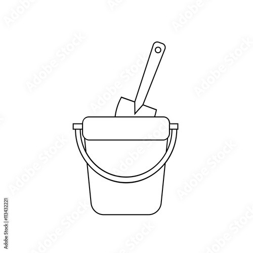 Children basket and shovel line icon