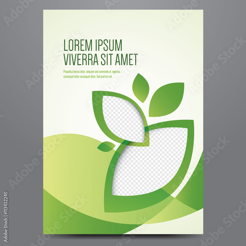 Brochure, poster, annual report, magazine cover, eco flyer vector template. Modern green corporate design.