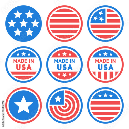 Made in USA Labels Set. Vector