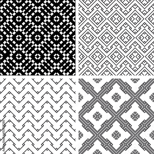 Set of ornamental patterns for backgrounds and textures