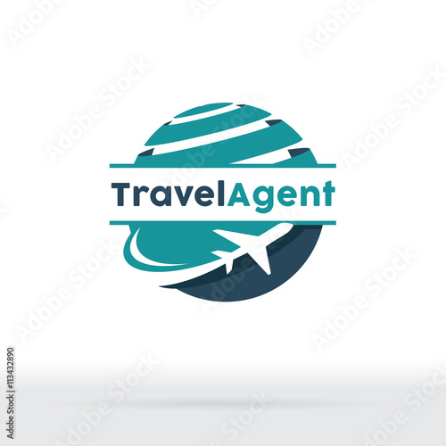 Jet Aircraft with Globe symbol for Travel Agency, Tour company, Air Ticket Agency.