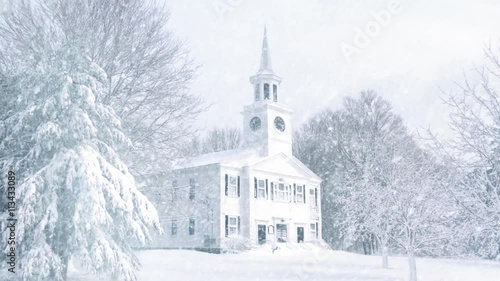 Wallpaper Mural Scene Of Church In Snowfall Torontodigital.ca