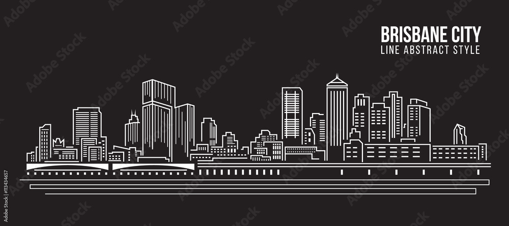 Cityscape Building Line art Vector Illustration design - Brisbane City Cityscape Building Line art Vector Illustration design - Brisbane City