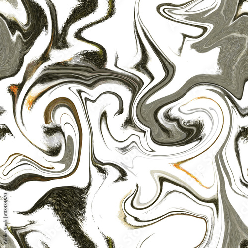 Natural colors marble imitation vector seamless pattern. Trendy backdrop with white, black, grey and sienna acrylic drips on solid background. Mineral waves and sand vortexes stone texture.