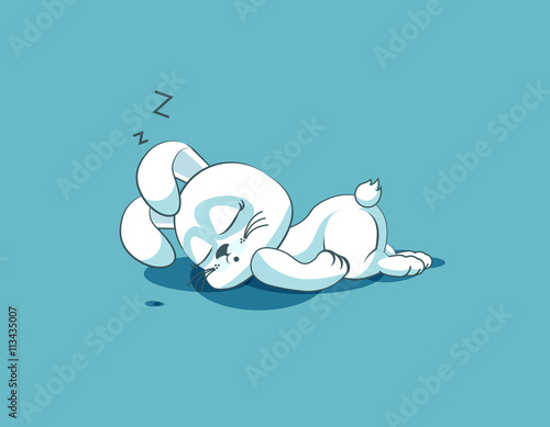 isolated Emoji character cartoon White leveret sleeps on the stomach sticker emoticon