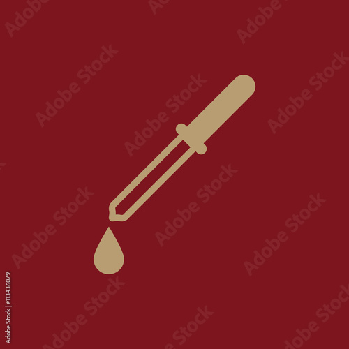 The pipette icon. Dropper and eyedropper, analysis, chemistry symbol. Flat