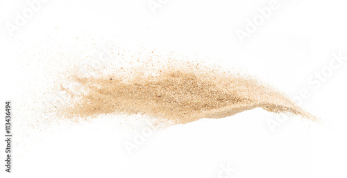 Fototapeta Sand on white background ,stop motion,sand explode