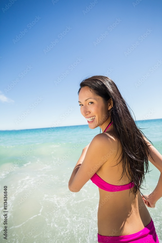 Woman running on beach