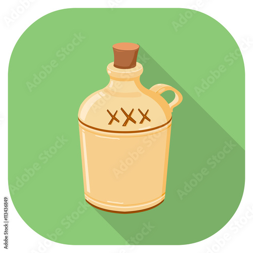 Retro Hard Liquor Jug icon.
Vector Illustration of a Moonshine hard liquor jug Flat Icon. photo