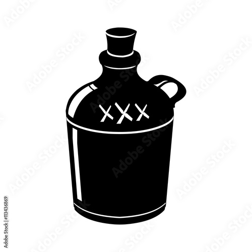 Retro Hard Liquor Jug icon.
Vector Illustration of a Moonshine hard liquor jug silhouette Icon.