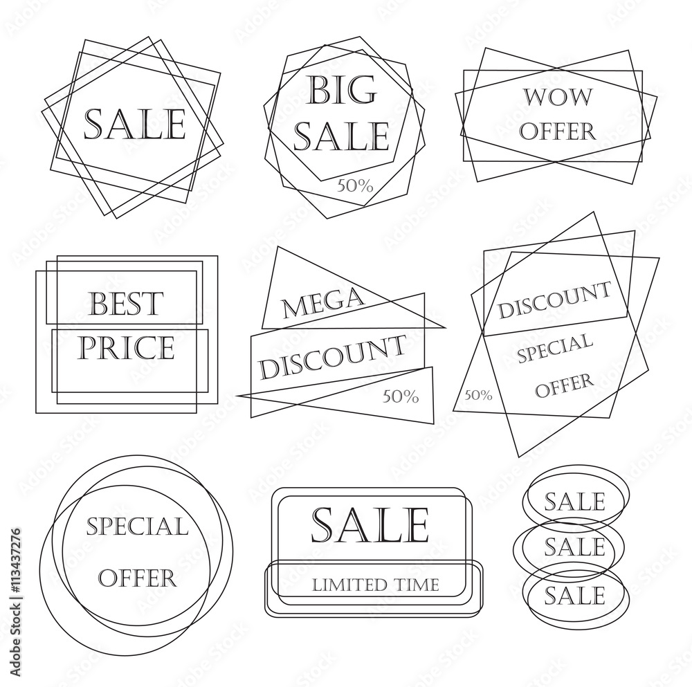 Special offer sale tag discount retail sticker price bundle isolated on white background
