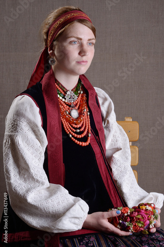 Ukrainian girl in the folk costume photo