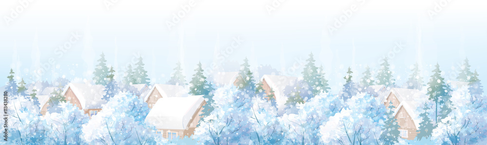 Naklejka premium Vector winter landscape.